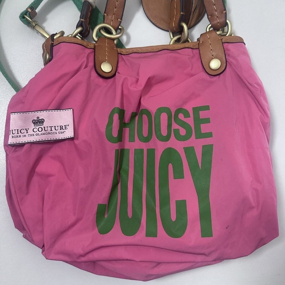 Y2K Juicy Couture Purse Womens Tote Bag Terry Cloth Large Colorful Leath… - Picture 5 of 16